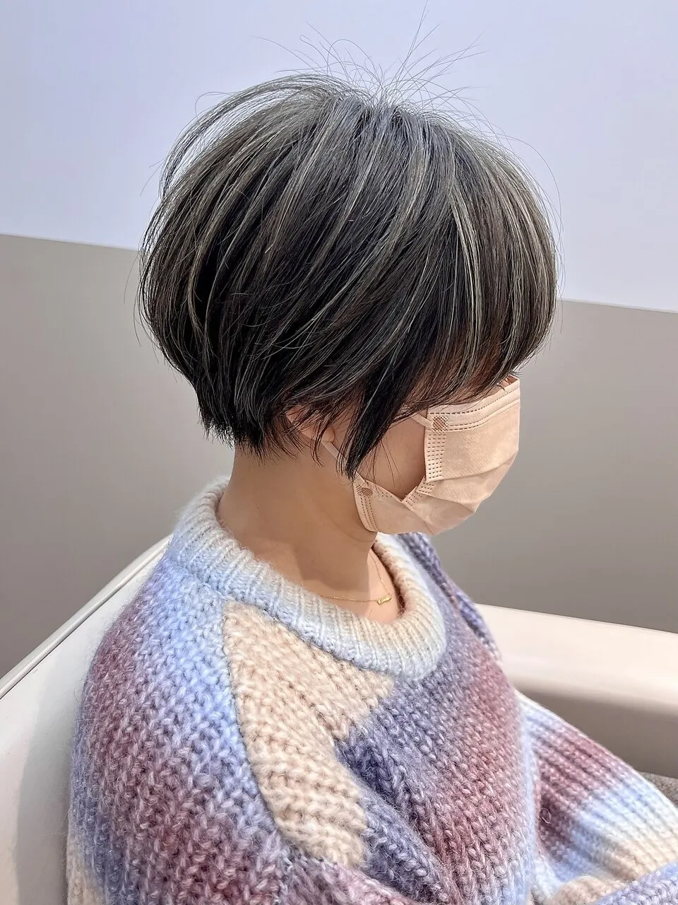 白髪ぼかしハイライト ショートボブ ショートヘア 髪質改善 40代